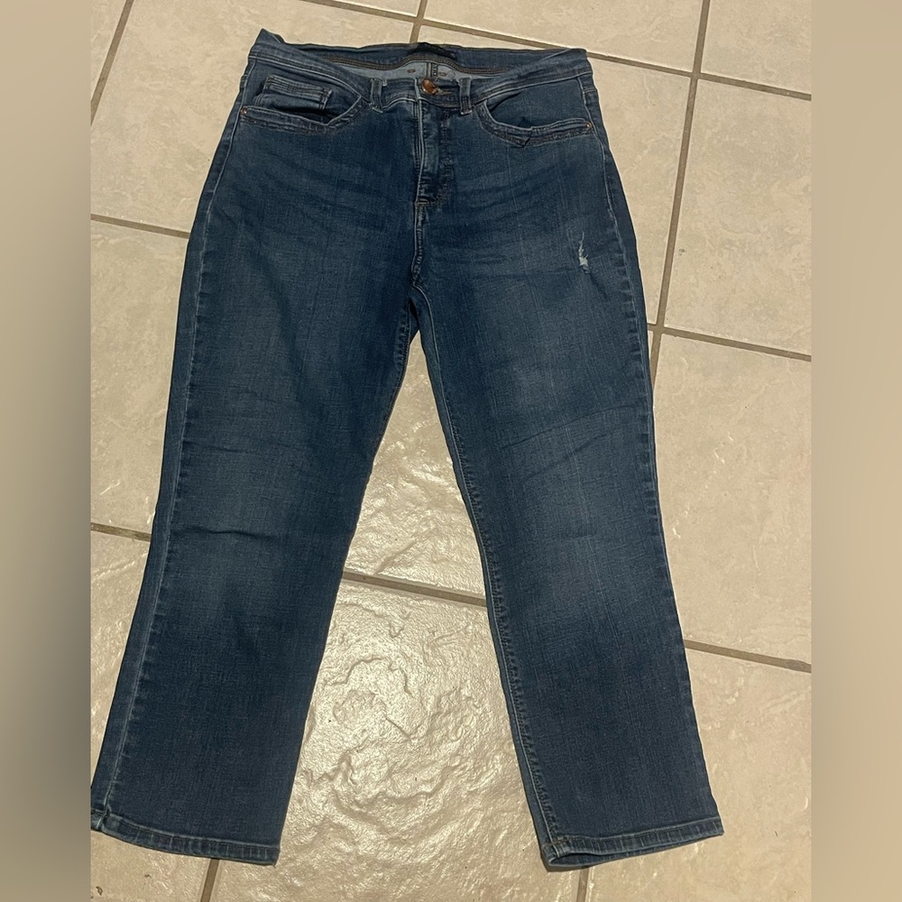 Lee Women’s Cropped Easy Fit Indigo Denim Jeans Size 6 Petite